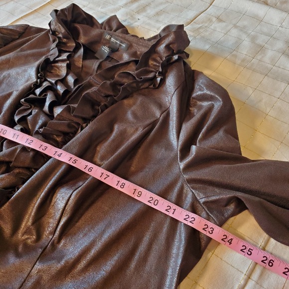 inc international concepts Ruffle Bronze Brown Open Light Jacket Plus Sz 3XL - Picture 6 of 9